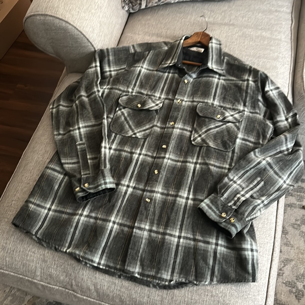 VINTAGE 70s Men’s Sears Roebuck Wool Plaid Shirt XLT Single Needle Tailoring - Picture 10 of 10